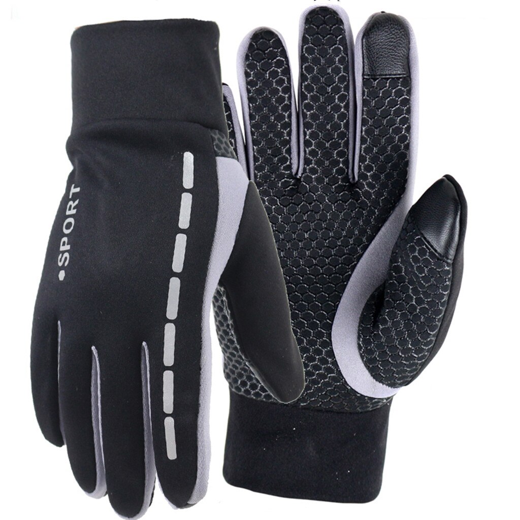 Guantes Térmicos cálidos de invierno a prueba de viento e impermeables para hombre con puños elásticos antideslizantes para exteriores, guantes con forro suave