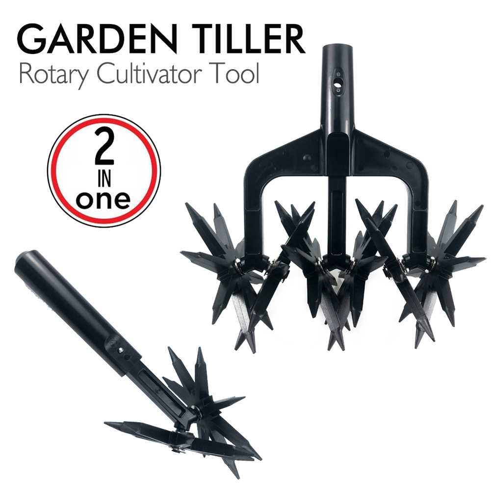 2 In 1 Gardening Tool Garden Rotary Tiller Lawn Ripper Land Aerator Weeding Digging Grass Turning Tool Loose Soil Aerator