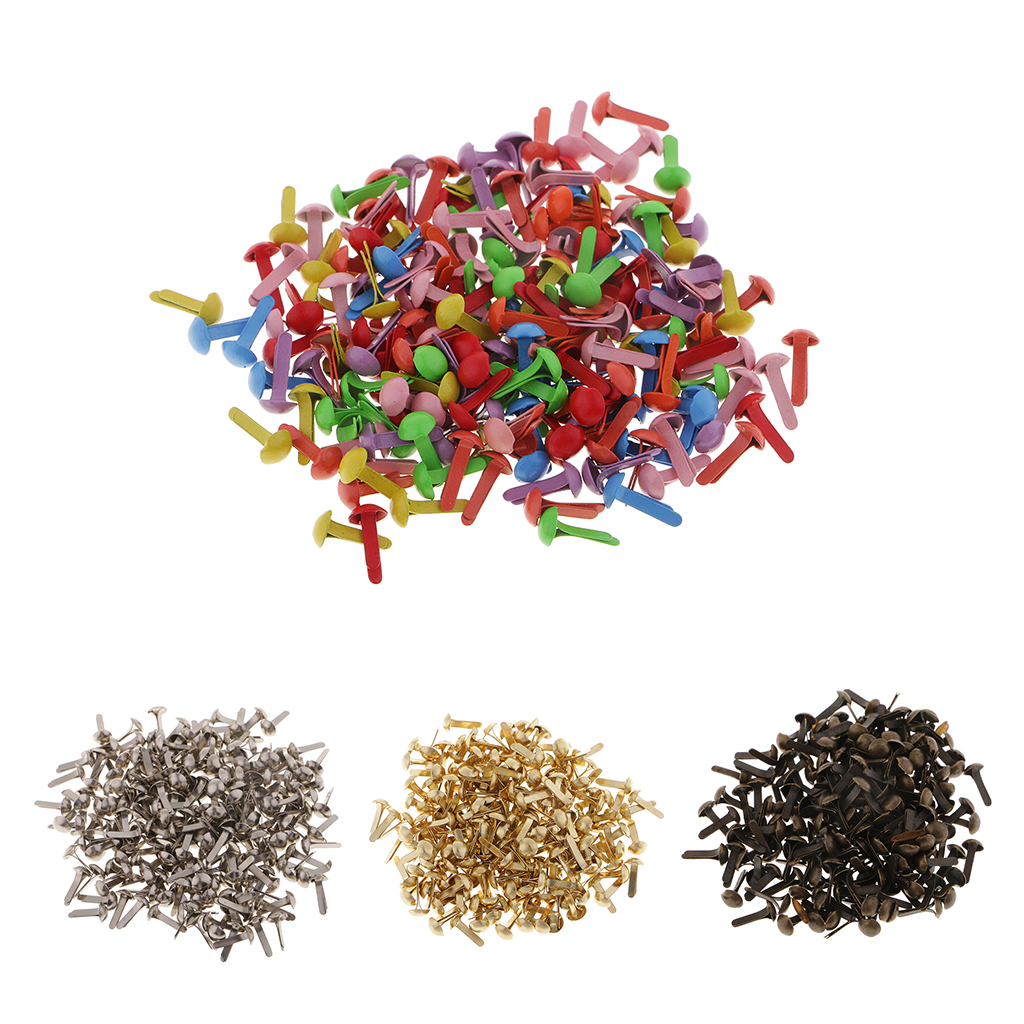 Attache décorative pour enfants | 200 pièces, tête ronde en papier métallique, Brad 4.5mm