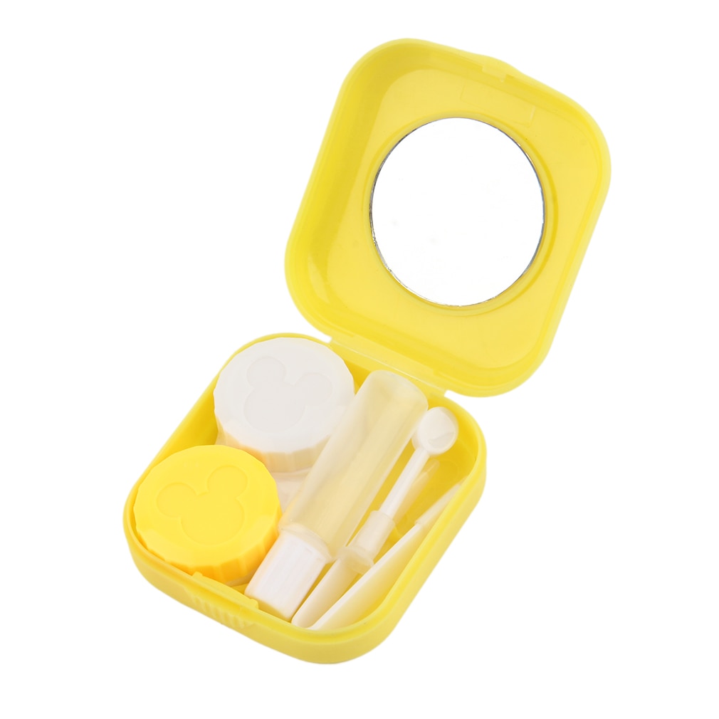 Mini Estuche para gafas de contacto, portátil, de plástico, para viajes al aire libre, contenedor de lentes de contacto con espejo, fácil de llevar para el cuidado de los ojos