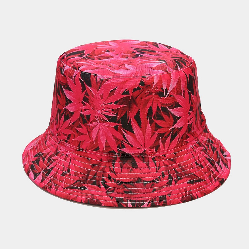 Zomer Vrouwen Mode Panama Maple Wietblad Visser Hoed Dubbelzijdige Emmer Hoed Outdoor Zonnebrandcrème Strand Bescherming cap: rose red