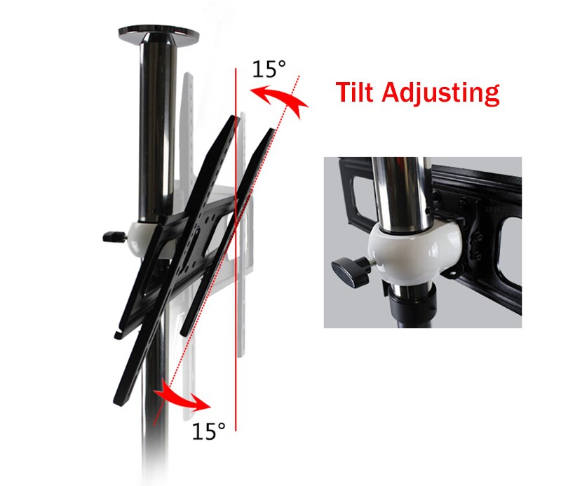 BG11-M de acero inoxidable para televisor LCD, soporte de montaje de pared de partición, Altura ajustable de 66-82cm, giratorio 360, 23-55 pulgadas,
