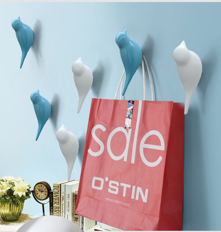 Crochets muraux en forme d'oiseau, décoration de la maison, support de rangement en résine grain de bois, porte de chambre après porte-manteau, porte-chapeau, 3d porte-manteaux