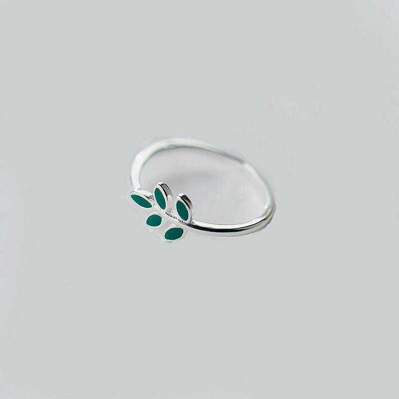 Inzatt Leuke Tiny Green Leaf Echt 925 Sterling Zilveren Ring Luxe Voorkomen Allergie Vrouwen Fijne Sieraden