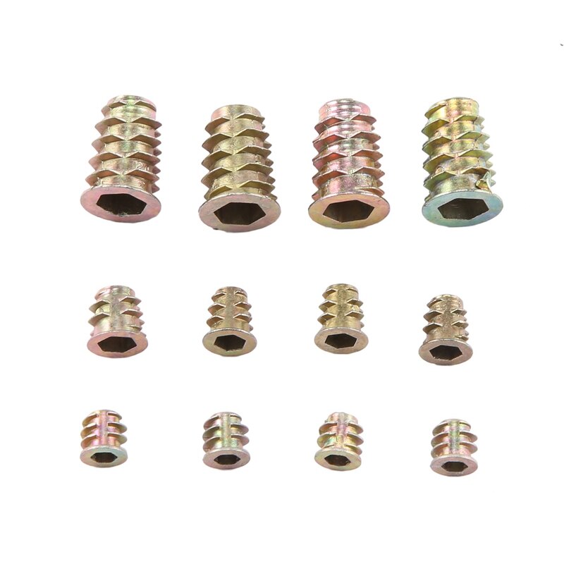 Threaded Inserts Nuts, Wood Insert Assortment Tool Kit, M4/M5/M6/M8 Furniture Screw Inserts Bolt Fastener(165 PCS)