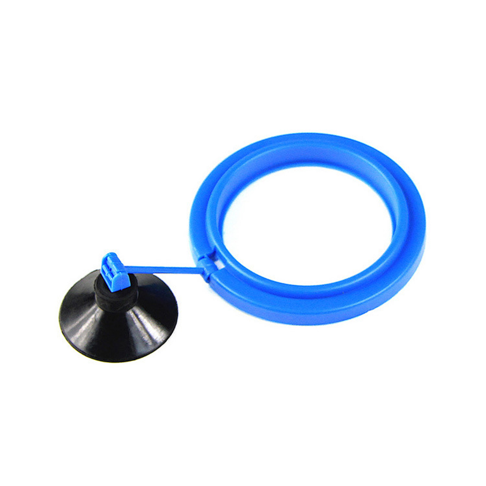 1PCS aquarium floating fish feed feeding ring fish tank aquarium floating food tray feeder buoyancy suction cup: Round blue