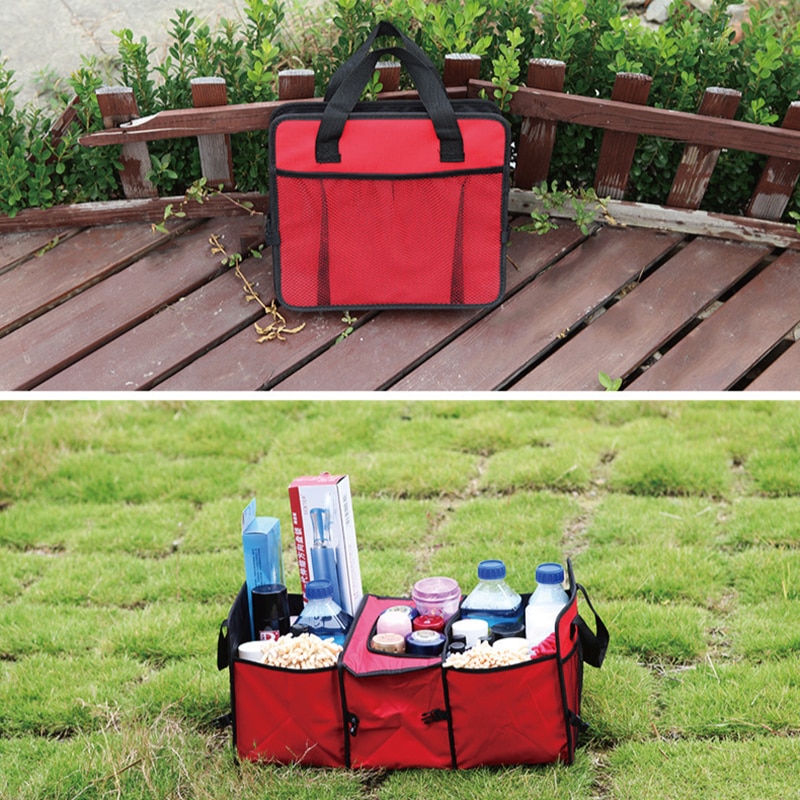 Car Accessories Foldable Car Trunk Organizer Bag Truck Van SUV Storage Basket Portable Net Mesh Compartment Organiser