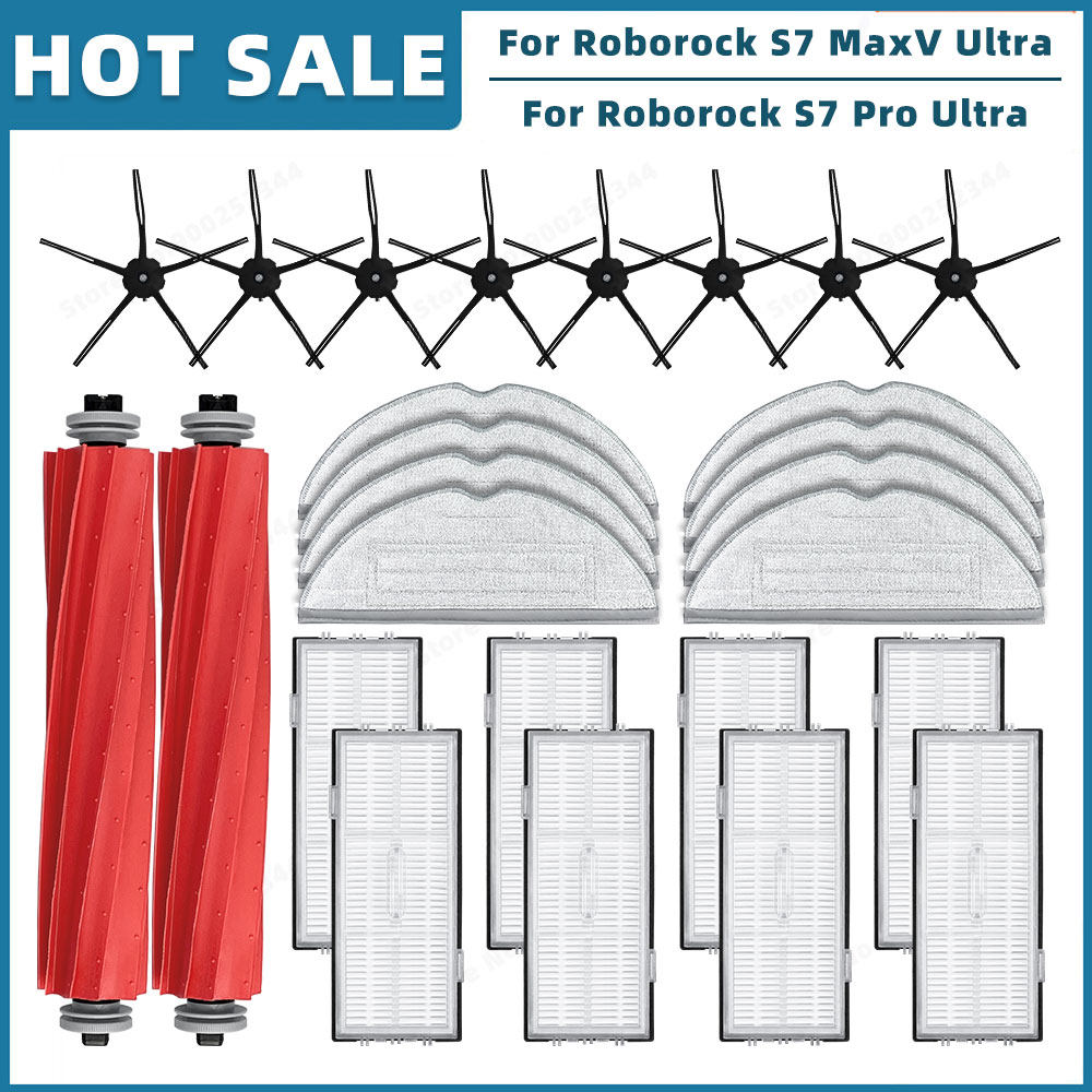 Accesorios para Roborock S7 Max Ultra / S7 MaxV Ultra / S7 Pro Ultra, piezas de repuesto, cepillo lateral principal, filtro, mopa, bolsa de polvo: plum
