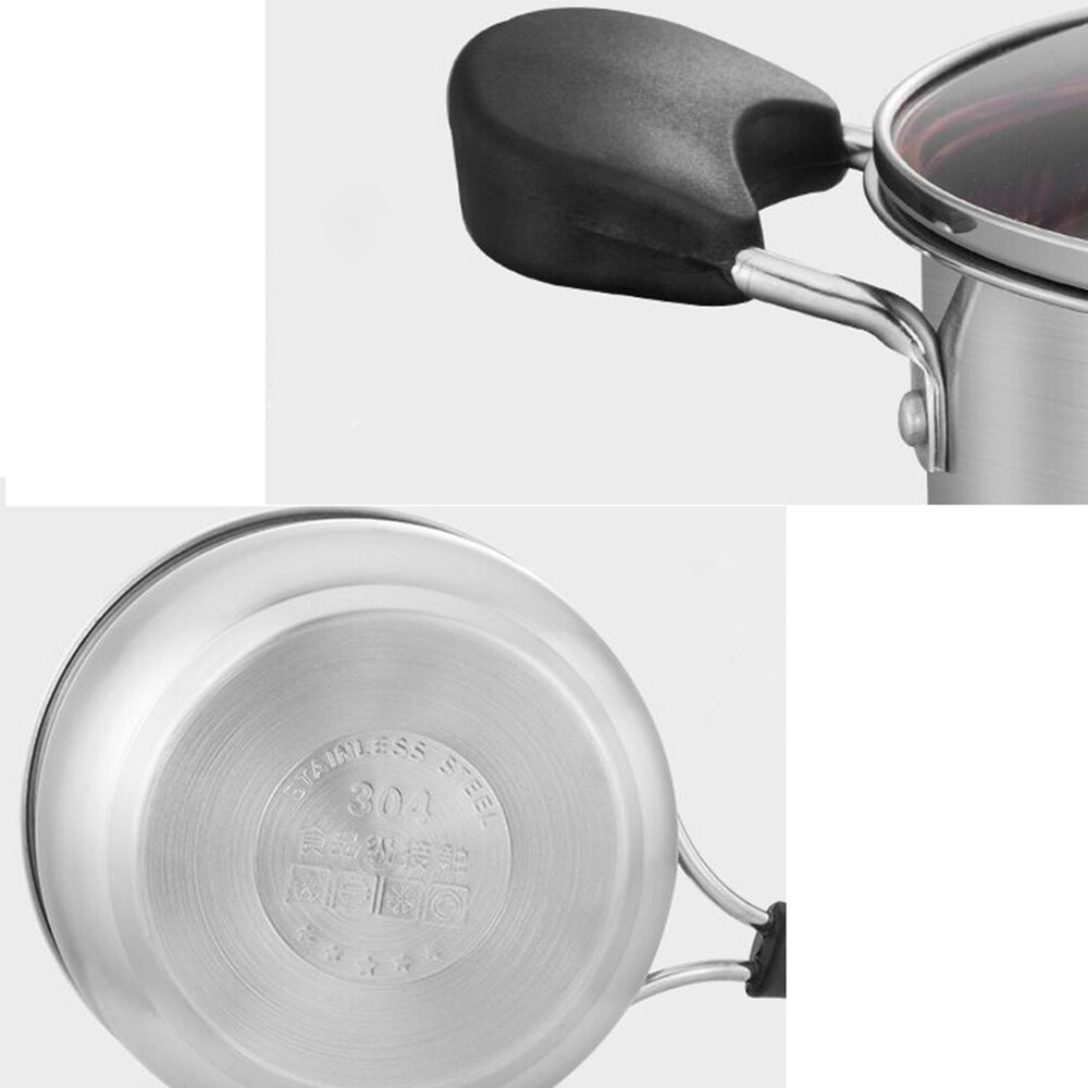 Stainless Steel Stockpot with Lid Single Long Handle Cooking Pot Thick Kitchen Soup Pot for Home (14cm)