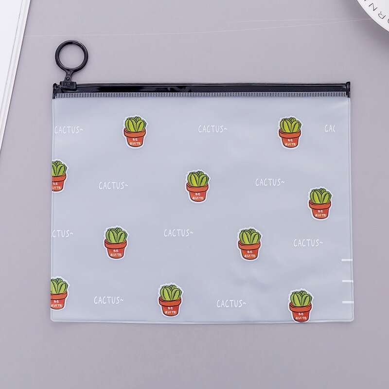 Sacs en plastique à fermeture éclair, Cactus dessin animé mignon sac de rangement Transparent de maquillage pour crayon organisateur de bureau à domicile: Style 4