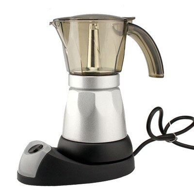 Electrical Moka Pot Italian Espresso Latte Coffee Maker About 300ml Coffee Maker Pot Percolator Coffee tools 200V EU plug: Silver