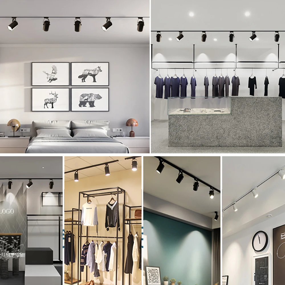 Luz de pista led cree chips lâmpada de pista iluminação ferroviária para casa holofote roupas internas loja quarto luminária