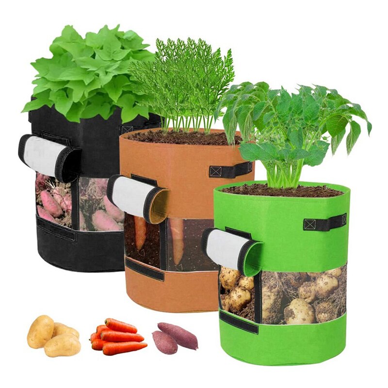 Creciente de visualización planta crecer bolsas con asas y solapa de jardín ventana maceta para verduras bolsa para tomate patata