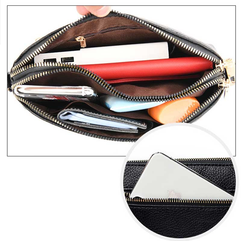 Retro PU Leather Shoulder Women Wild Crossbody Bag Multifunction Messenger Bag Advanced Lady Handbag Litchi Pattern Daily Bag