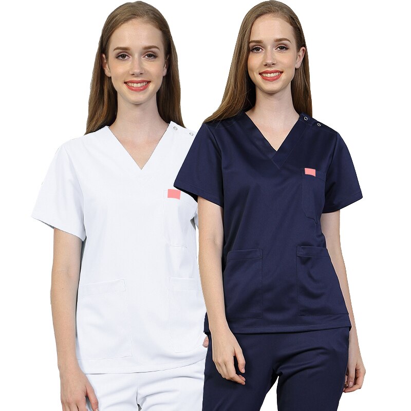 Uniforme blanc Polyester coton solide couture animal de compagnie Salon de beauté Scrubs uniforme laboratoire opérateur gommage travail uniforme