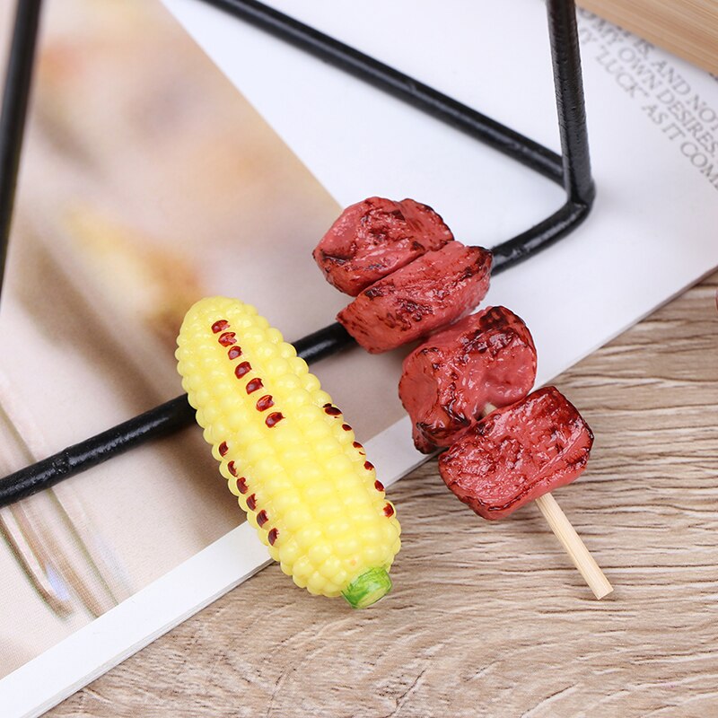 1pc Mini Pretend Play Food Toy Simulation BBQ Miniature For Doll House Kitchen Decoration Crafts Toys For Children