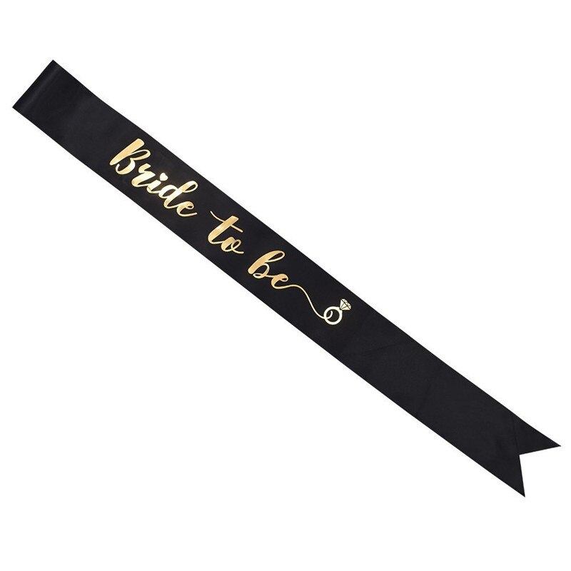 Satin Bride To Be Sash with Diamond Ring Bachelorette Party Sash for Hen Party Wedding Bridal Shower Black with Gold Letter