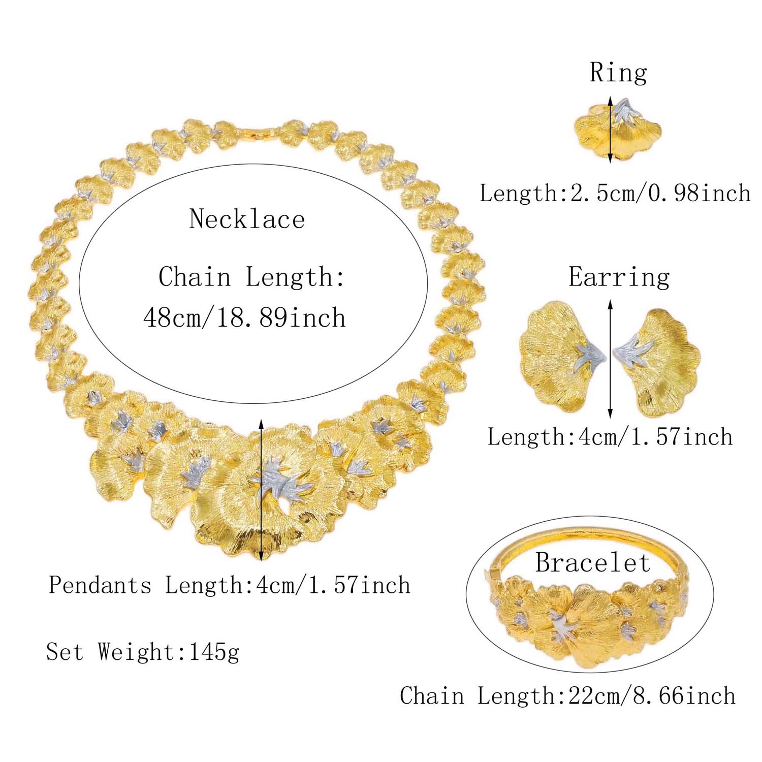 Conjunto de joyas chapadas en oro para mujer, collar de flores de lujo, pendientes elegantes, bisutería de cena y boda, SYHOL