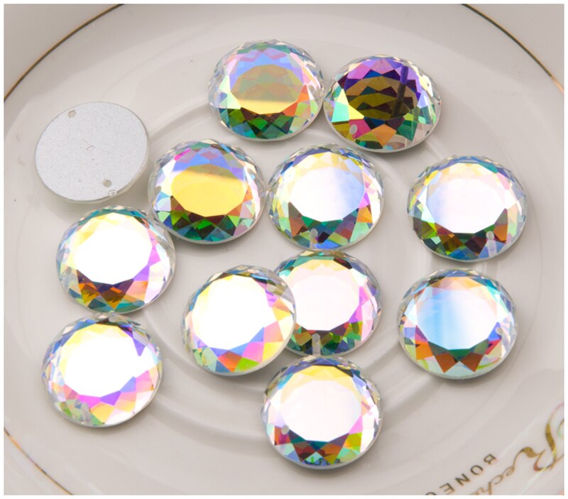 YANRUO 2010TH Ronde 12-20mm AB Strass Platte Achterkant Naaien Op Stenen Kristal Glas Strass Voor Trouwjurken