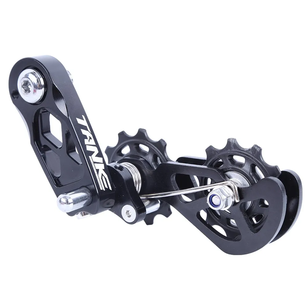 Tensor de cadena de bicicleta para cadena de 8 velocidades de hasta 12 velocidades, polea desviadora trasera, guía de cadena, accesorios para bicicleta: Negro