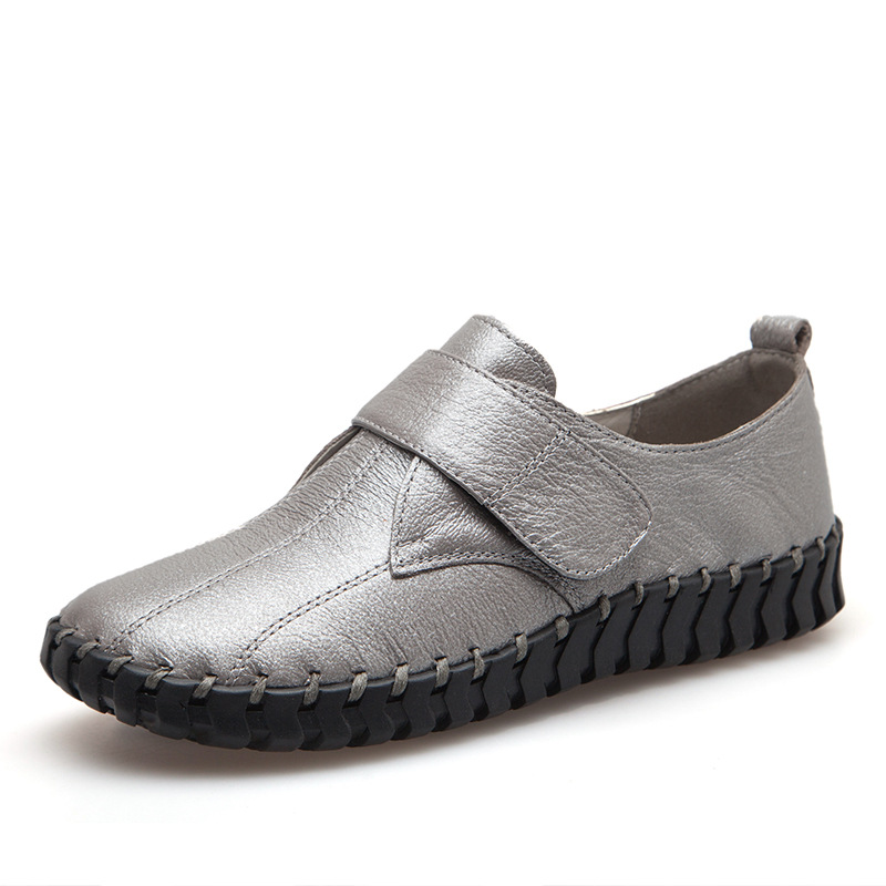 Sapatos de couro genuíno para mulher outono apartamentos feminino gancho loop sapatos ortopédicos tamanho grande 42 mocassins femininos senhoras mocassins azuis