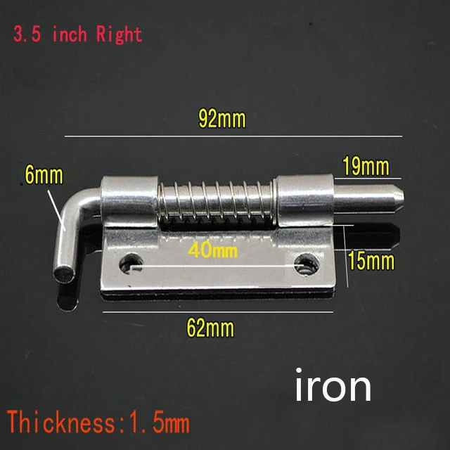 1Pc Long Silver Door Latch Sliding Lock Barrel Bolt Latch Hasp Staple Gate Safety Lock Latch Barrel Bolt Latch Spring Barrel: 3-5inch-Right