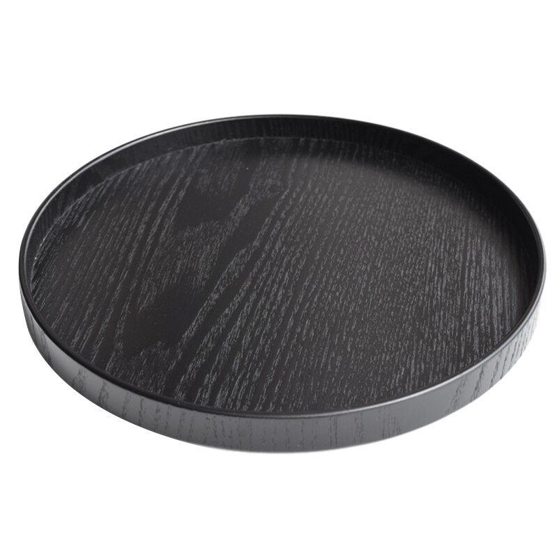 1pc træ vintage runde servering morgenmad bakke træ nesteplade til mad kaffe