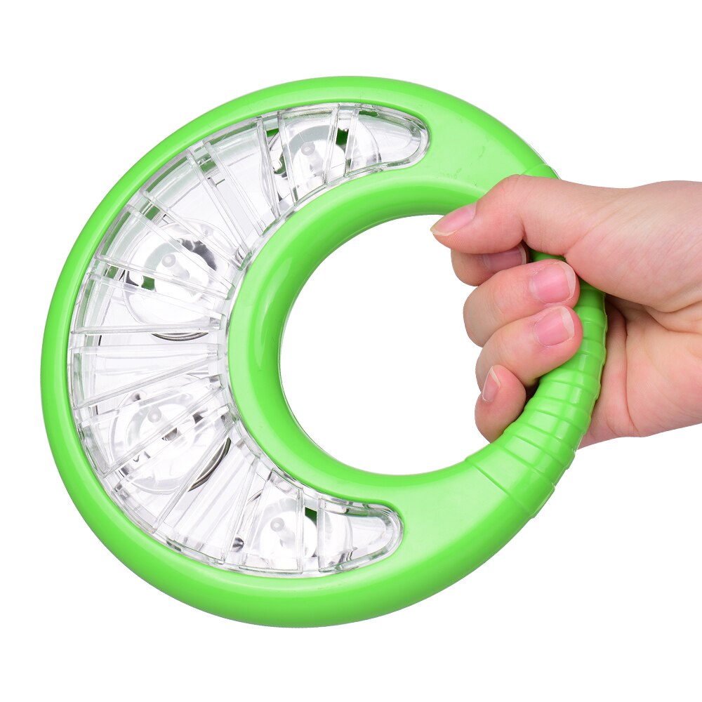 Plast mini håndklokker hånd tamburin klokker håndholdt legetøj tamburiner til børn rangle percussion musikinstrumenter grøn: Grøn