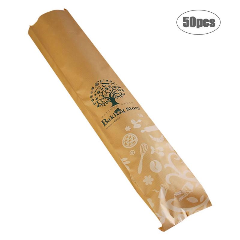 Lang baguettepose 10*4*59cm vindue hvede sundt træ kraftpapirpose 50pc papirbrødpose: -en