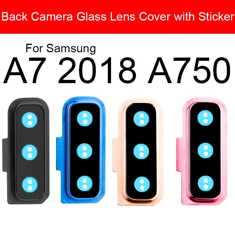 Arrière caméra lentille avec autocollant pour Samsung Galaxy A7 A750 caméra verre couverture cadre support remplacement pièces de réparation