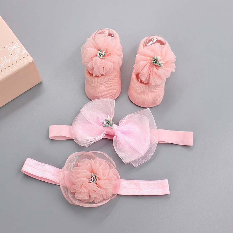 3 unids/set calcetines de bebé diademas de bebé chica pelo accesorios arco de encaje diadema de corona para bebés bebé ducha recién nacido: Style 2 G18 no box