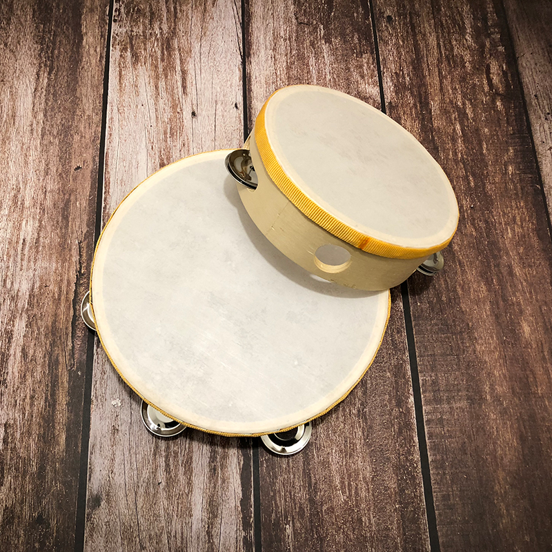 6"+8" 2Pcs/Set Gold Band Musical Instruments Tambourine Drum Children Musical Educational Tambourine Round Percussion For Party