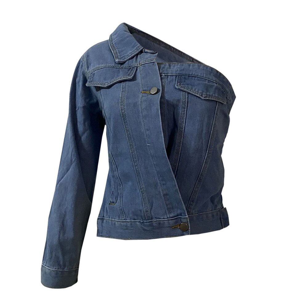 Kvinders kausal lange ærmer vask nødlidende jean denim cowboyjakke solid jeansjakke blå frakker kvindelig overtøjsfrakke efterår