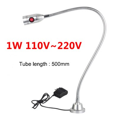 Luz LED de trabajo para máquina herramienta, lámpara de tallado de Jade de 24v y 220v, pequeña iluminación de perforación Industrial, lámpara de mesa, torno CNC, 1W, 3W, 5W: 1w 220v 500mm