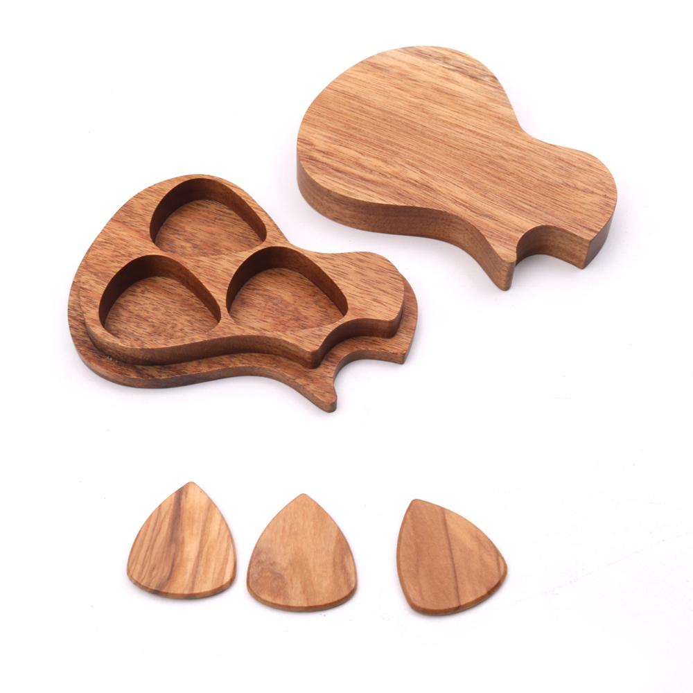 Handgemaakte Houten Gitaar Pick Doos En Picks Gitaar Plectrum Opbergdoos Gitaar Accessoires