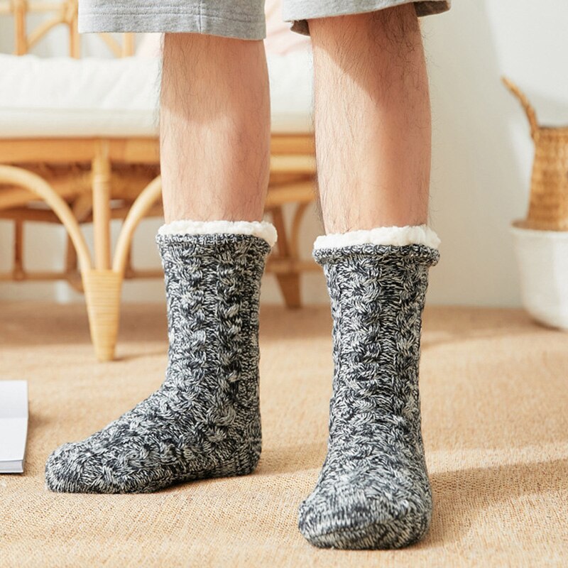 1 paire de chaussettes d'intérieur pour homme, chaudes, extensibles, respirantes, douces et épaisses pour l'hiver à la maison  b88
