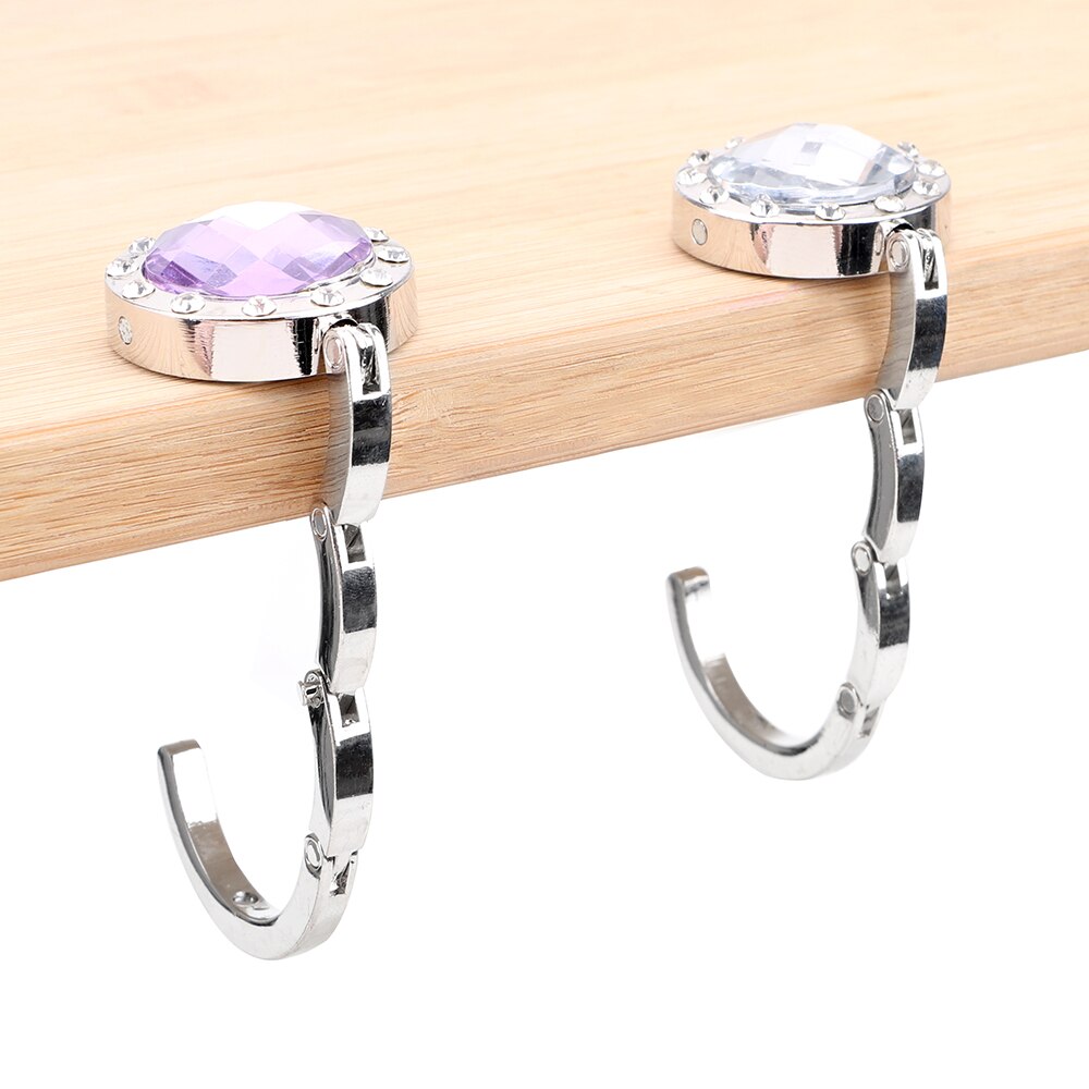 HILIFE Crystal Alloy Desk Hanger Table Hook Round shape for Hanging Portable Foldable Hangbag Hook Purse Bag Hook Holder
