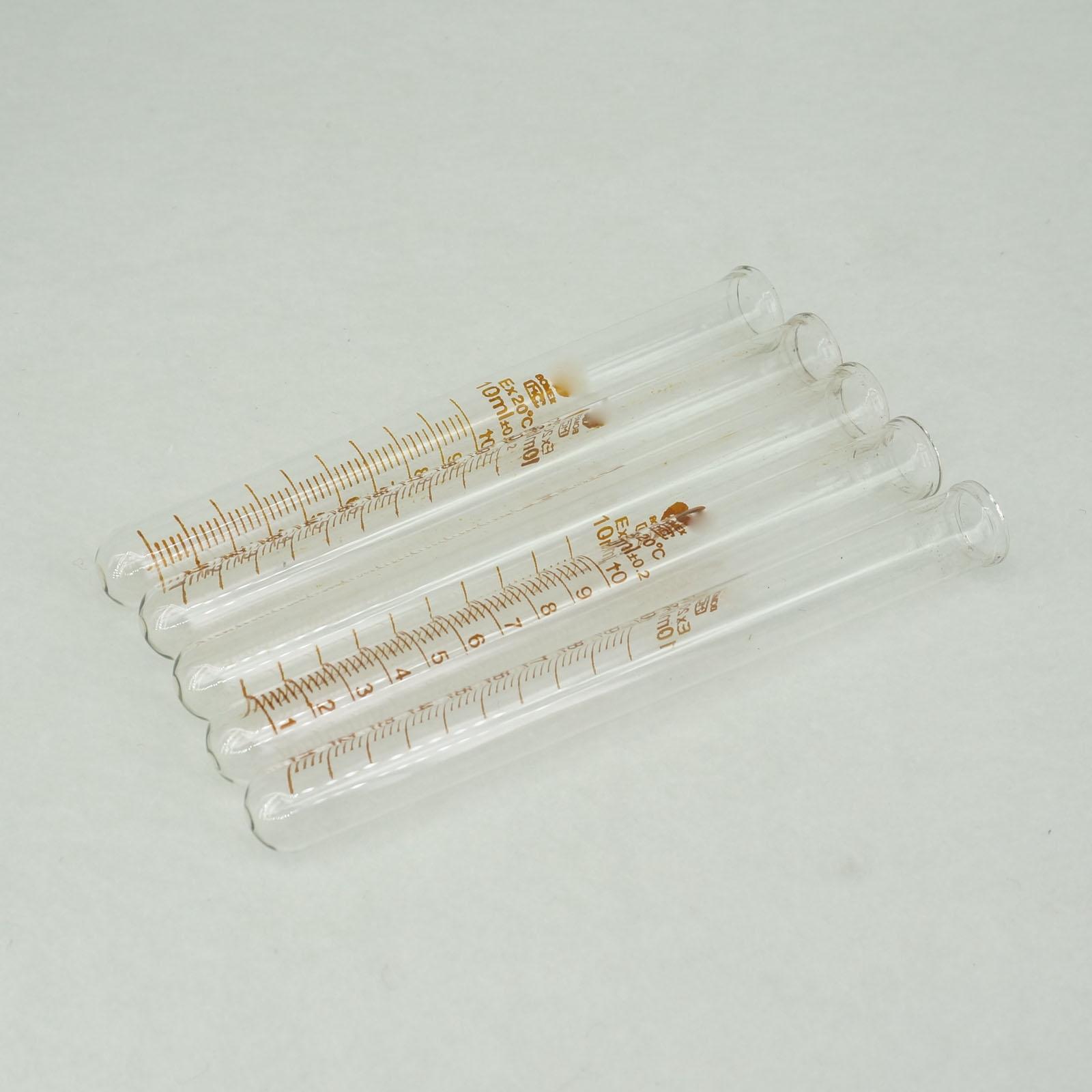 viel (5) 10ml Labor Glas Reagenzglas Runde Unterseite mit Skala Linie Wissenschaft Chemie