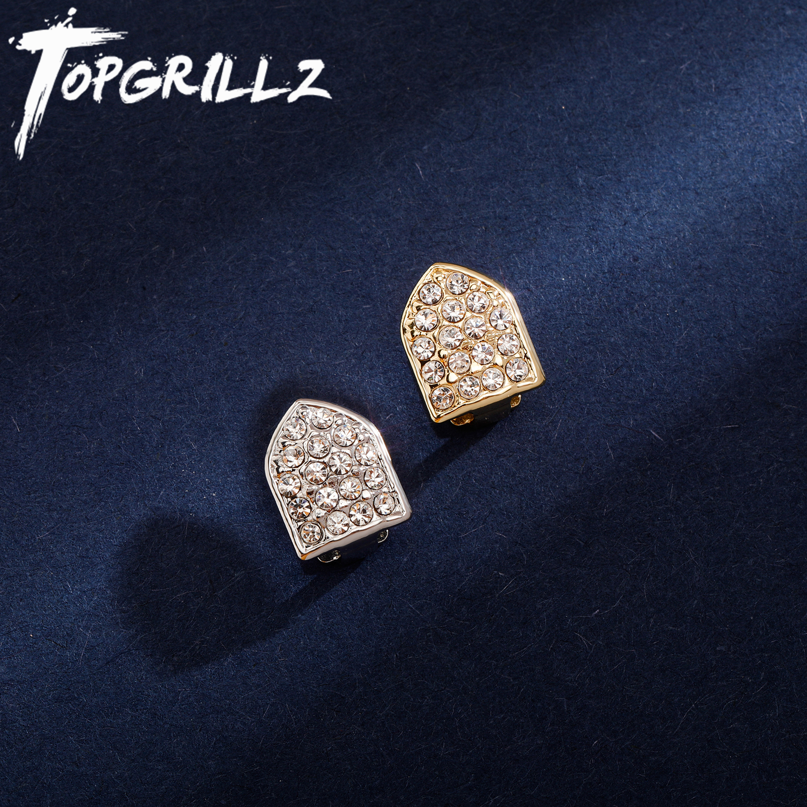 TOPGRILLZ rappeur simple manille dents Grillz Hip Hop capuchon haut bas bretelles dentaires couleur or métal personnalité dent bijoux