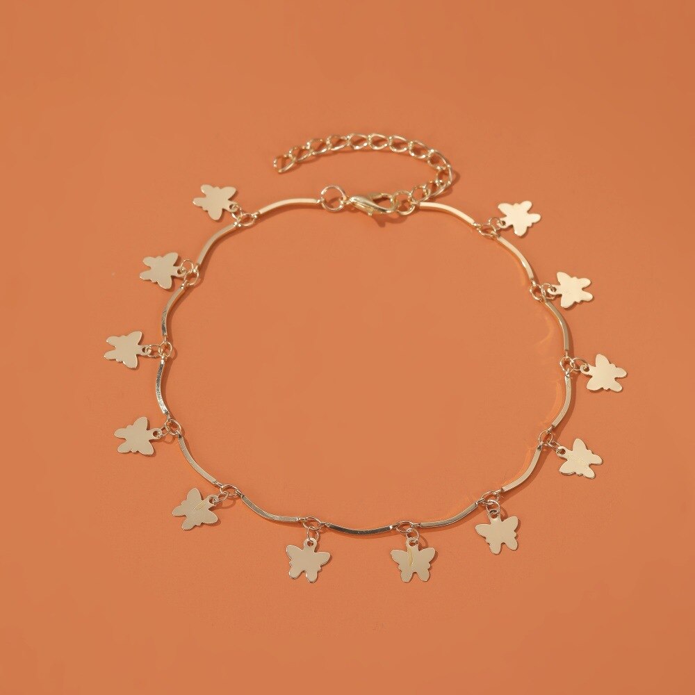 Women's Korean-Style Multi-Layer Tassel Pendant Butterfly Anklet Women's National Style Simple Beach Anklet