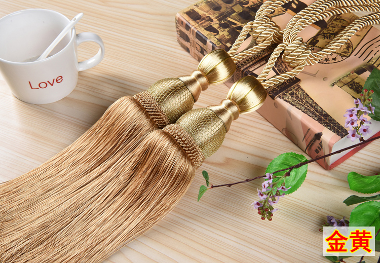 2 st europeisk stil guldhängande bollgardiner tofsar gardinbindningar bandage borstar gardintillbehör: 03