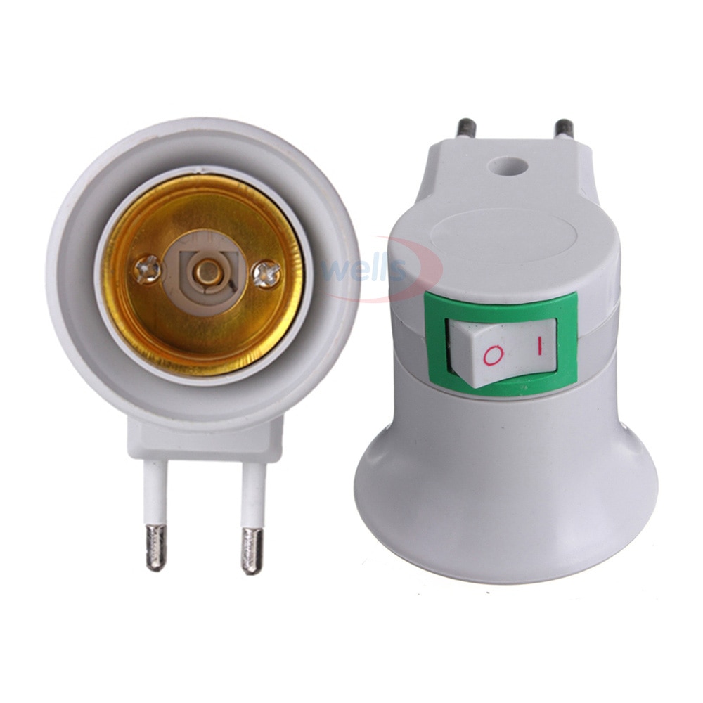 Bulb Lamp Eu Type Plug Adapter E27 Led Light Man Socket Converter Met Aan/Uit Knop Houder