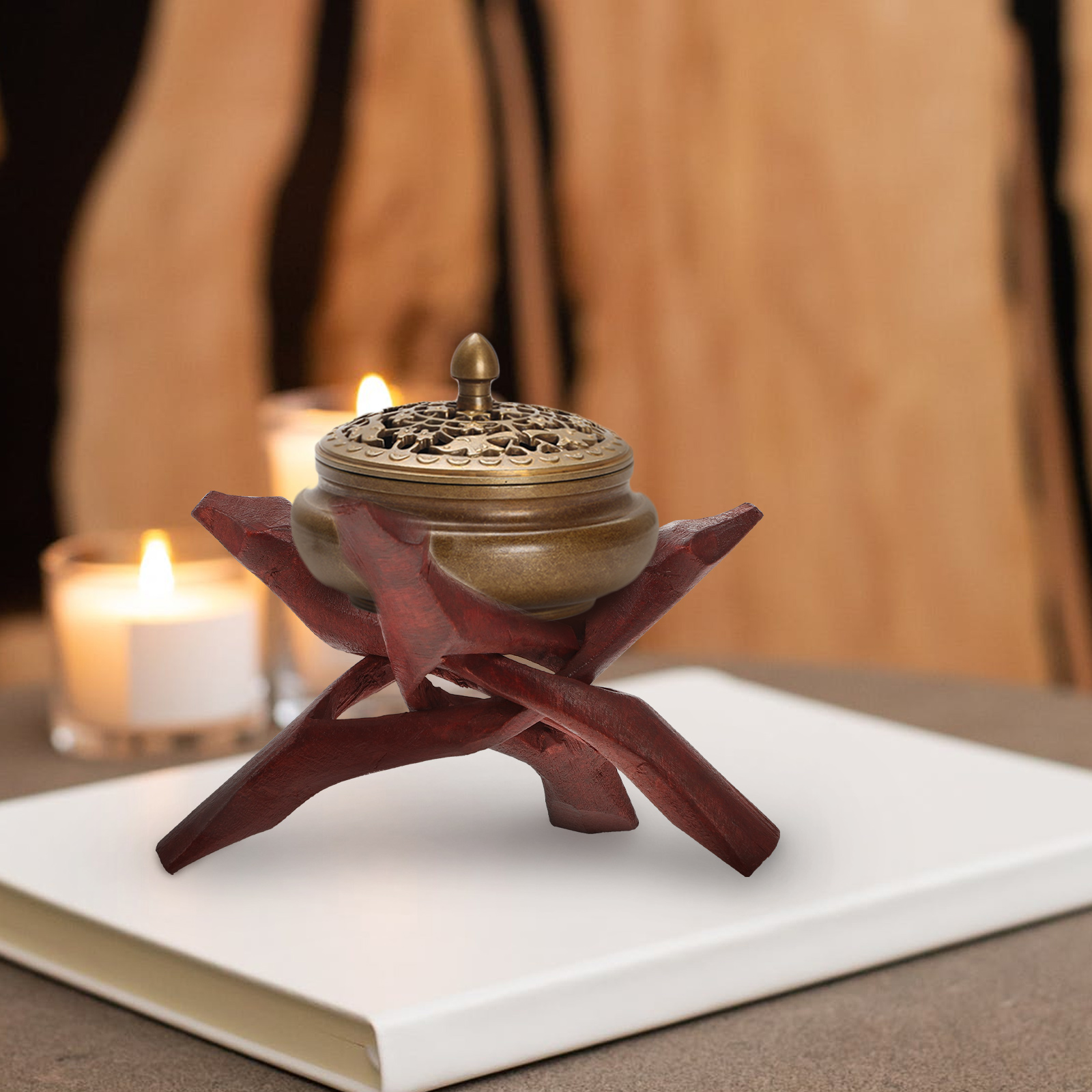 Trépied en bois Naturel Trépied Présentoir Trépied Présentoir Serpent Forme Trépied pour le Magasin