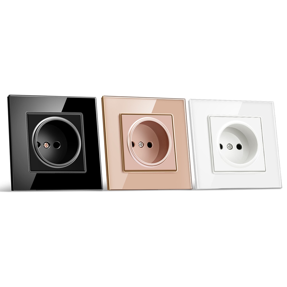 Single Power Socket Crystal Glass Panel 16A EU Standard Power Electrical Outlet for Home Electrical Supplies