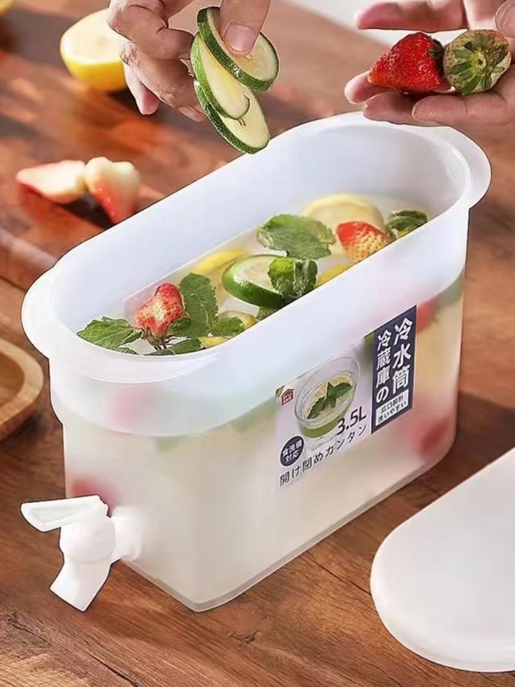 3500ml Water Pitcher Jug With Faucet Fruit Cool Water Pitcher Drinkware Kettle Pot Summer Ice Water Infuser Kettle
