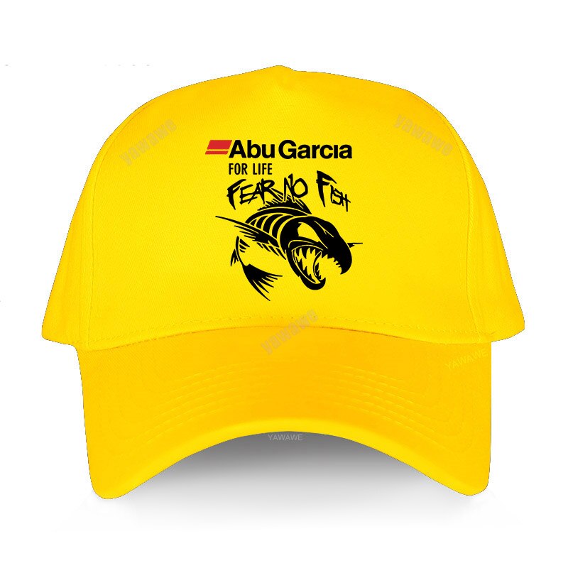 Abu garcia não teme nenhum peixe bonés de beisebol unisex moda chapéus frescos ao ar livre ajustável para bonés de vida: yellow