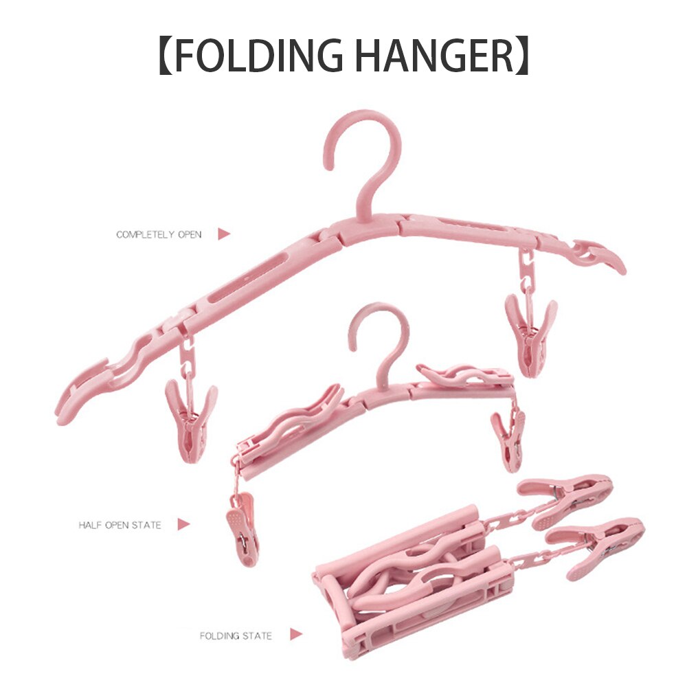Składany wieszak podróżny wielofunkcyjny przenośny z klipsem plastikowy wieszak antypoślizgowy oszczędność miejsca w podróży artykuły domowe