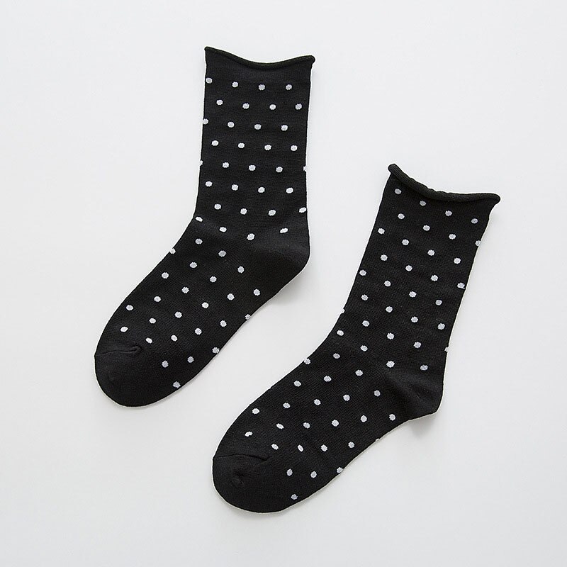 Efterår vinter søde damestrømper kvinder løse retro afslappet stil polkaprikkede sokker harajuku kvindelige sox: 1