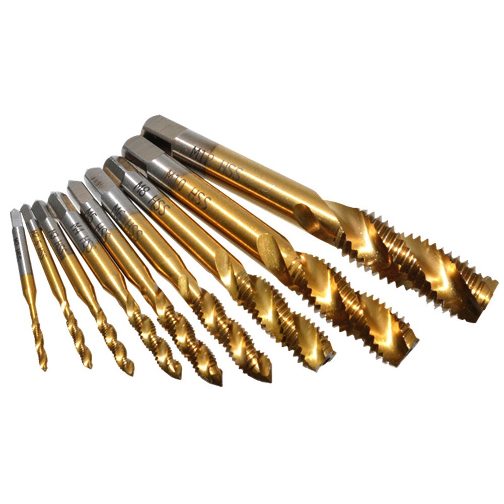 9/6pcs Spiral Pointed Tap Hand Tap Drill Thread Metric Plug Drill Bits Screw Thread Metric Spiral Fluted Machine: 9pcs