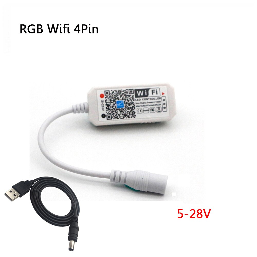 Magic home usb smart wifi led-controller rgbw rgb cct pixel strip alexa google home bluetooth muziek 5/12/24v dc naar usb-connector: Wifi rgb